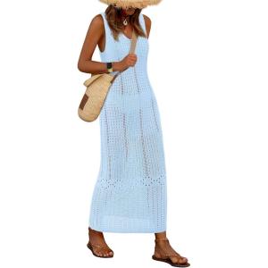 imageBTFBM Crochet Swimsuit Coverup for Women Summer Spring 2025 Swimwear Bathing Suit Cover Up Beach Dress Vacation OutfitsLight Blue