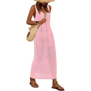 imageBTFBM Crochet Swimsuit Coverup for Women Summer Spring 2025 Swimwear Bathing Suit Cover Up Beach Dress Vacation OutfitsPink