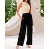 imageBTFBM Women Summer 2 Piece Outfits 2025 Beach Crew Neck Sleeveless Cropped Top Elastic Waist Wide Leg Pants Lounge SetSolid Apricot Black