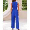 imageBTFBM Women Summer 2 Piece Outfits 2025 Beach Crew Neck Sleeveless Cropped Top Elastic Waist Wide Leg Pants Lounge SetSolid Blue