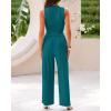 imageBTFBM Women Summer 2 Piece Outfits 2025 Beach Crew Neck Sleeveless Cropped Top Elastic Waist Wide Leg Pants Lounge SetSolid Blue Green