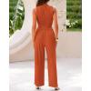 imageBTFBM Women Summer 2 Piece Outfits 2025 Beach Crew Neck Sleeveless Cropped Top Elastic Waist Wide Leg Pants Lounge SetSolid Brick Red