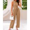 imageBTFBM Women Summer 2 Piece Outfits 2025 Beach Crew Neck Sleeveless Cropped Top Elastic Waist Wide Leg Pants Lounge SetSolid Camel