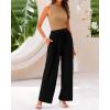 imageBTFBM Women Summer 2 Piece Outfits 2025 Beach Crew Neck Sleeveless Cropped Top Elastic Waist Wide Leg Pants Lounge SetSolid Camel Black
