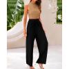 imageBTFBM Women Summer 2 Piece Outfits 2025 Beach Crew Neck Sleeveless Cropped Top Elastic Waist Wide Leg Pants Lounge SetSolid Camel Black