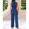 imageBTFBM Women Summer 2 Piece Outfits 2025 Beach Crew Neck Sleeveless Cropped Top Elastic Waist Wide Leg Pants Lounge SetSolid Dark Blue