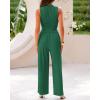 imageBTFBM Women Summer 2 Piece Outfits 2025 Beach Crew Neck Sleeveless Cropped Top Elastic Waist Wide Leg Pants Lounge SetSolid Green
