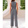 imageBTFBM Women Summer 2 Piece Outfits 2025 Beach Crew Neck Sleeveless Cropped Top Elastic Waist Wide Leg Pants Lounge SetSolid Grey