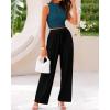 imageBTFBM Women Summer 2 Piece Outfits 2025 Beach Crew Neck Sleeveless Cropped Top Elastic Waist Wide Leg Pants Lounge SetSolid Lake Blue Black