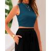 imageBTFBM Women Summer 2 Piece Outfits 2025 Beach Crew Neck Sleeveless Cropped Top Elastic Waist Wide Leg Pants Lounge SetSolid Lake Blue Black