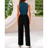 imageBTFBM Women Summer 2 Piece Outfits 2025 Beach Crew Neck Sleeveless Cropped Top Elastic Waist Wide Leg Pants Lounge SetSolid Lake Blue Black