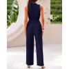 imageBTFBM Women Summer 2 Piece Outfits 2025 Beach Crew Neck Sleeveless Cropped Top Elastic Waist Wide Leg Pants Lounge SetSolid Navy