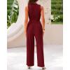 imageBTFBM Women Summer 2 Piece Outfits 2025 Beach Crew Neck Sleeveless Cropped Top Elastic Waist Wide Leg Pants Lounge SetSolid Wine Red