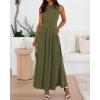 imageBTFBM Summer Maxi Dresses for Women 2025 Sleeveless Casual Ruched High Waisted Tank Long Sundress Flowy Beach DressArmy Green