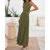 imageBTFBM Summer Maxi Dresses for Women 2025 Sleeveless Casual Ruched High Waisted Tank Long Sundress Flowy Beach DressArmy Green