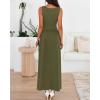 imageBTFBM Summer Maxi Dresses for Women 2025 Sleeveless Casual Ruched High Waisted Tank Long Sundress Flowy Beach DressArmy Green