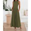 imageBTFBM Summer Maxi Dresses for Women 2025 Sleeveless Casual Ruched High Waisted Tank Long Sundress Flowy Beach DressArmy Green