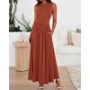 imageBTFBM Summer Maxi Dresses for Women 2025 Sleeveless Casual Ruched High Waisted Tank Long Sundress Flowy Beach DressBrick Red