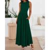 imageBTFBM Summer Maxi Dresses for Women 2025 Sleeveless Casual Ruched High Waisted Tank Long Sundress Flowy Beach DressDark Green