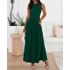 imageBTFBM Summer Maxi Dresses for Women 2025 Sleeveless Casual Ruched High Waisted Tank Long Sundress Flowy Beach DressDark Green