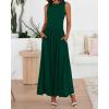 imageBTFBM Summer Maxi Dresses for Women 2025 Sleeveless Casual Ruched High Waisted Tank Long Sundress Flowy Beach DressDark Green