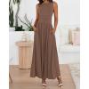 imageBTFBM Summer Maxi Dresses for Women 2025 Sleeveless Casual Ruched High Waisted Tank Long Sundress Flowy Beach DressKhaki