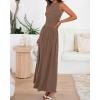 imageBTFBM Summer Maxi Dresses for Women 2025 Sleeveless Casual Ruched High Waisted Tank Long Sundress Flowy Beach DressKhaki