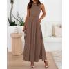 imageBTFBM Summer Maxi Dresses for Women 2025 Sleeveless Casual Ruched High Waisted Tank Long Sundress Flowy Beach DressKhaki