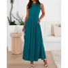 imageBTFBM Summer Maxi Dresses for Women 2025 Sleeveless Casual Ruched High Waisted Tank Long Sundress Flowy Beach DressLake Blue