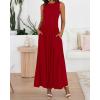 imageBTFBM Summer Maxi Dresses for Women 2025 Sleeveless Casual Ruched High Waisted Tank Long Sundress Flowy Beach DressRed