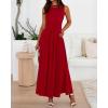 imageBTFBM Summer Maxi Dresses for Women 2025 Sleeveless Casual Ruched High Waisted Tank Long Sundress Flowy Beach DressRed