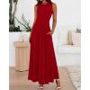 imageBTFBM Summer Maxi Dresses for Women 2025 Sleeveless Casual Ruched High Waisted Tank Long Sundress Flowy Beach DressRed