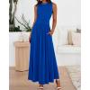 imageBTFBM Summer Maxi Dresses for Women 2025 Sleeveless Casual Ruched High Waisted Tank Long Sundress Flowy Beach DressRoyal Blue