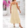 imageBTFBM Summer Midi Dresses for Women 2025 Sleeveless Square Neck Smocked Flowy Long Beach Vacation Sundress with PocketBeige