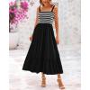 imageBTFBM Summer Midi Dresses for Women 2025 Sleeveless Square Neck Smocked Flowy Long Beach Vacation Sundress with PocketBlack