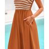 imageBTFBM Summer Midi Dresses for Women 2025 Sleeveless Square Neck Smocked Flowy Long Beach Vacation Sundress with PocketBrown Yellow
