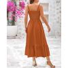 imageBTFBM Summer Midi Dresses for Women 2025 Sleeveless Square Neck Smocked Flowy Long Beach Vacation Sundress with PocketBrown Yellow