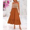 imageBTFBM Summer Midi Dresses for Women 2025 Sleeveless Square Neck Smocked Flowy Long Beach Vacation Sundress with PocketBrown Yellow