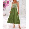imageBTFBM Summer Midi Dresses for Women 2025 Sleeveless Square Neck Smocked Flowy Long Beach Vacation Sundress with PocketGreen