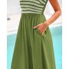 imageBTFBM Summer Midi Dresses for Women 2025 Sleeveless Square Neck Smocked Flowy Long Beach Vacation Sundress with PocketGreen