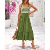 imageBTFBM Summer Midi Dresses for Women 2025 Sleeveless Square Neck Smocked Flowy Long Beach Vacation Sundress with PocketGreen