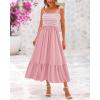 imageBTFBM Summer Midi Dresses for Women 2025 Sleeveless Square Neck Smocked Flowy Long Beach Vacation Sundress with PocketPink
