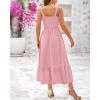 imageBTFBM Summer Midi Dresses for Women 2025 Sleeveless Square Neck Smocked Flowy Long Beach Vacation Sundress with PocketPink