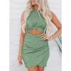 imageBTFBM Women 2025 Summer Sleeveless Casual Crewneck Bodycon Tank Dress Cutout Twist Slim Wrap Club Party Evening DressesBean Green