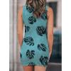 imageBTFBM Women 2025 Summer Sleeveless Casual Crewneck Bodycon Tank Dress Cutout Twist Slim Wrap Club Party Evening DressesLeaf Print Green