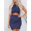 imageBTFBM Women 2025 Summer Sleeveless Casual Crewneck Bodycon Tank Dress Cutout Twist Slim Wrap Club Party Evening DressesNavy