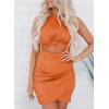 imageBTFBM Women 2025 Summer Sleeveless Casual Crewneck Bodycon Tank Dress Cutout Twist Slim Wrap Club Party Evening DressesOrange