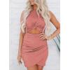 imageBTFBM Women 2025 Summer Sleeveless Casual Crewneck Bodycon Tank Dress Cutout Twist Slim Wrap Club Party Evening DressesPink