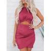 imageBTFBM Women 2025 Summer Sleeveless Casual Crewneck Bodycon Tank Dress Cutout Twist Slim Wrap Club Party Evening DressesRose Red