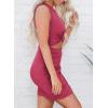 imageBTFBM Women 2025 Summer Sleeveless Casual Crewneck Bodycon Tank Dress Cutout Twist Slim Wrap Club Party Evening DressesRose Red